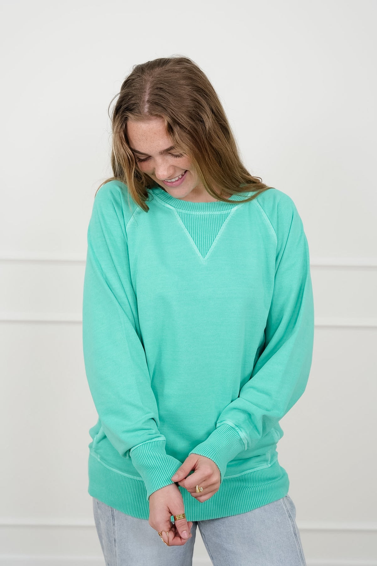 Door Buster! Zenana Pigment Dyed French Terry Pullover with Pockets - Freckled Poppy