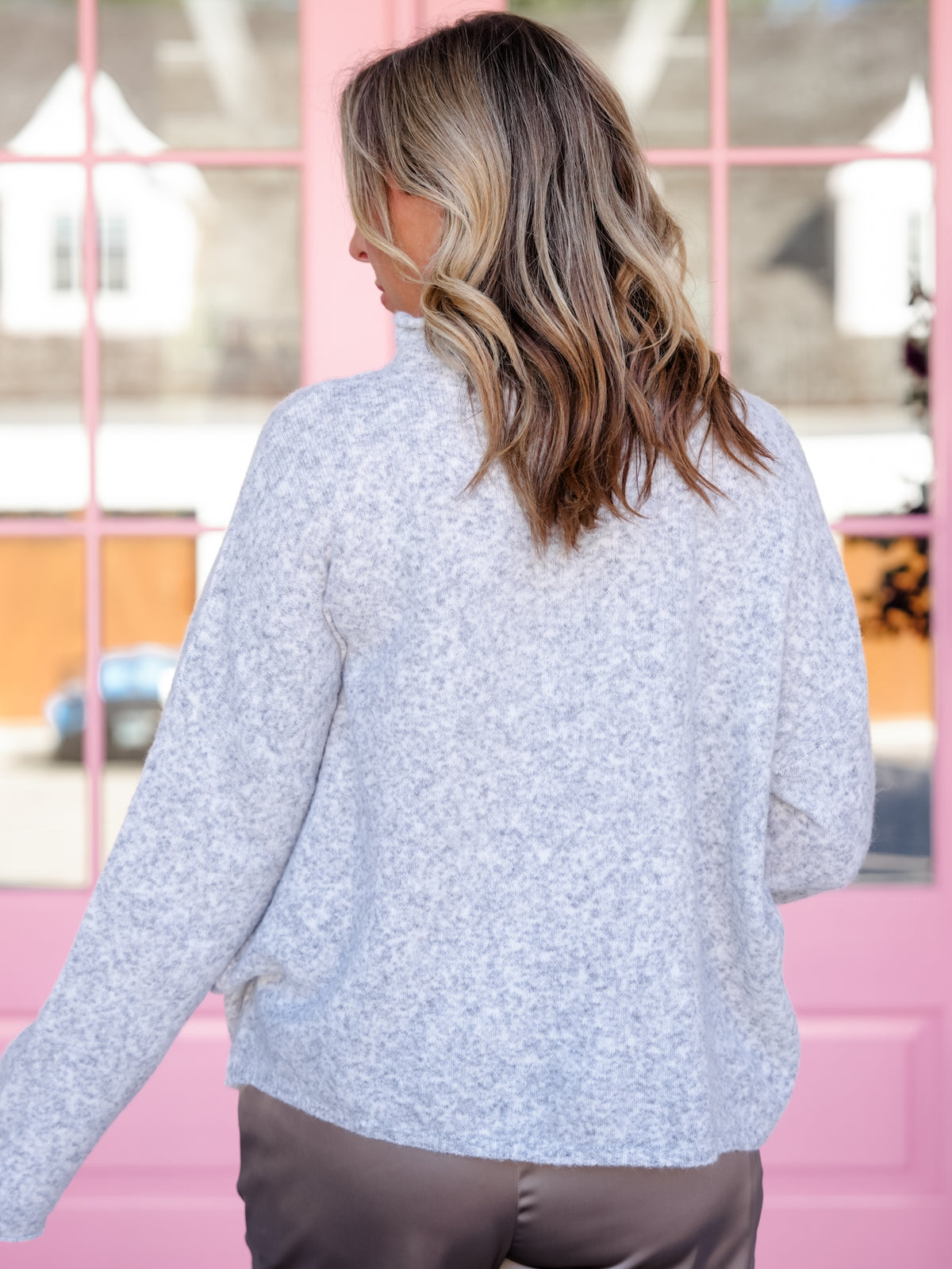 Long Sleeves Mock Neck Pullover Sweater - Freckled Poppy