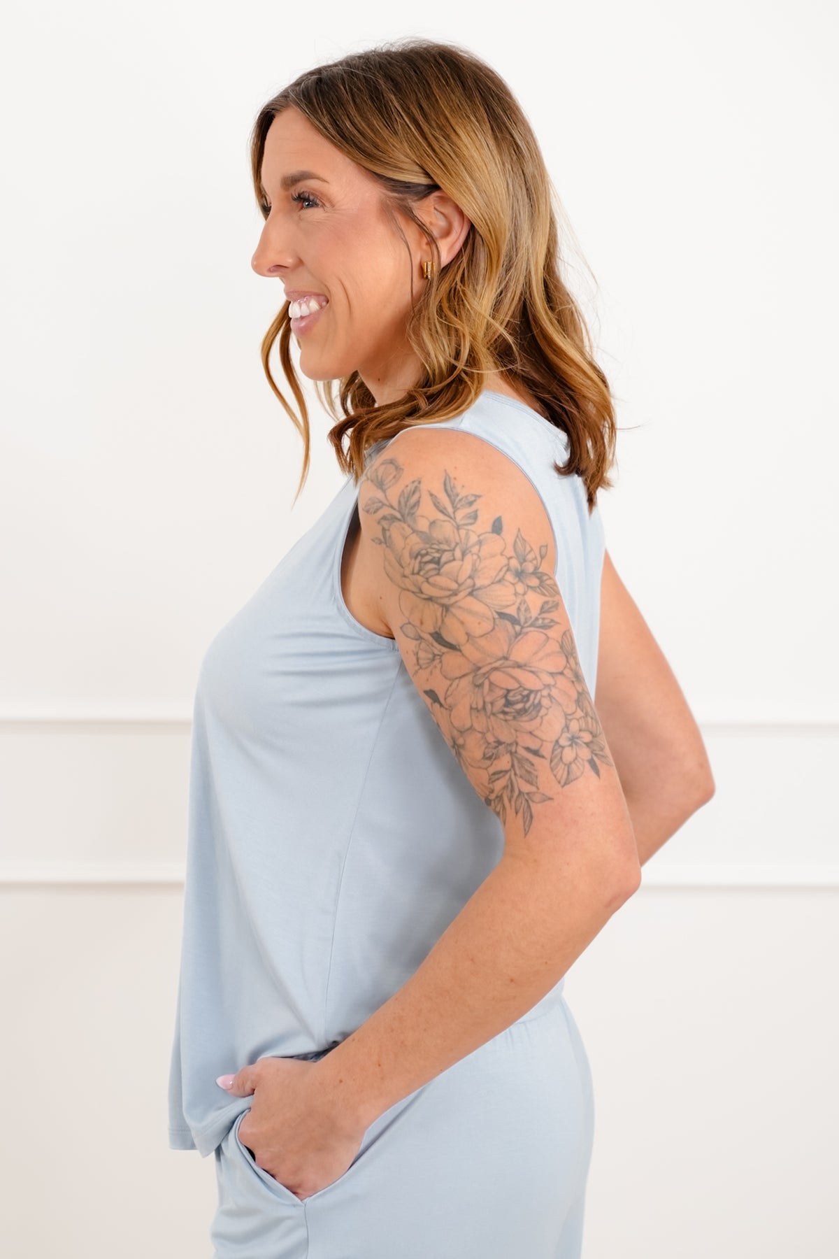 Light Blue Solid Modal Tank - Freckled Poppy