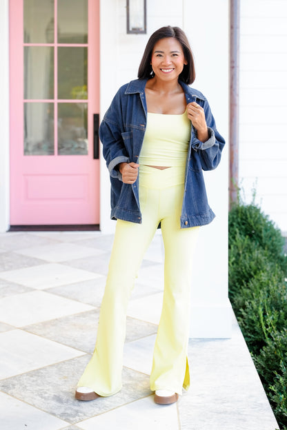 Ribbed V Waist Flared Leggings - Freckled Poppy