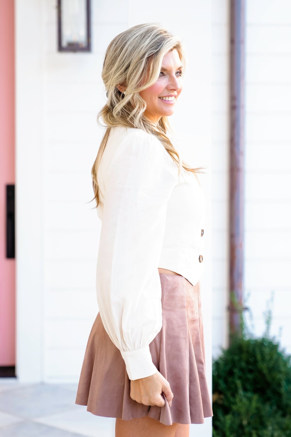 Long Sleeve Button Down Crop Top - Freckled Poppy