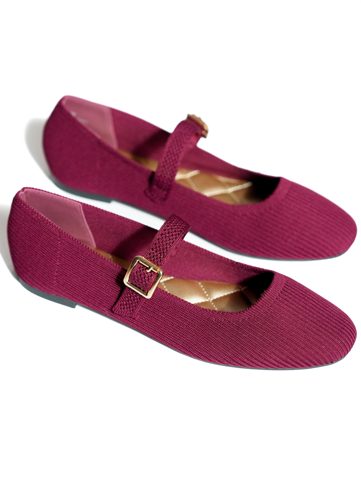 MIA Ribbed Knit Mary Jane Ballet Flats - Freckled Poppy