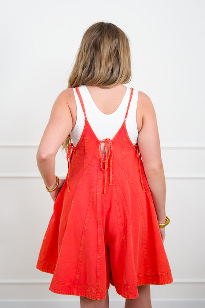 Sleeveless Wide Leg Shorts Romper - Freckled Poppy