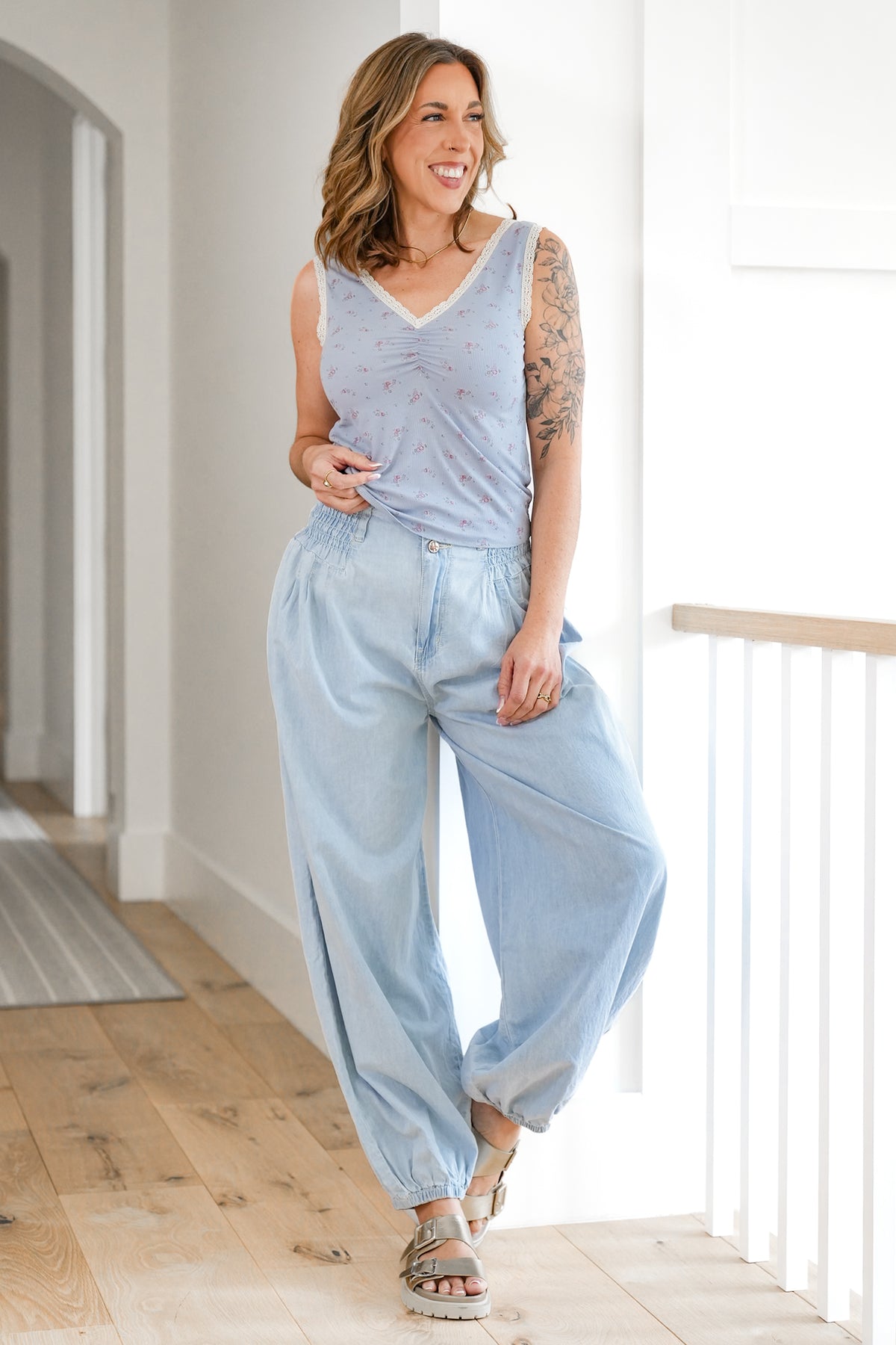 POL Floral Print Sleeveless V Neck Tank Top - Freckled Poppy