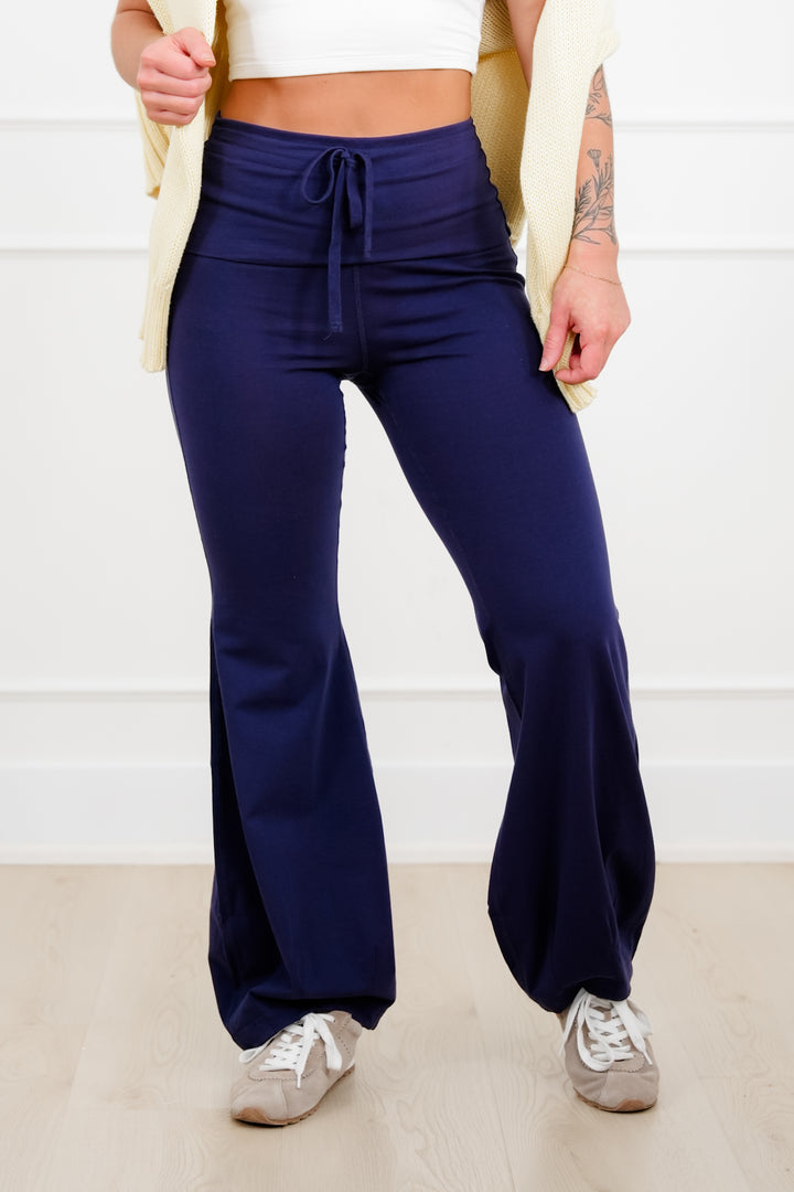 Solid Wide Waist Flared Yoga Pants - Freckled Poppy