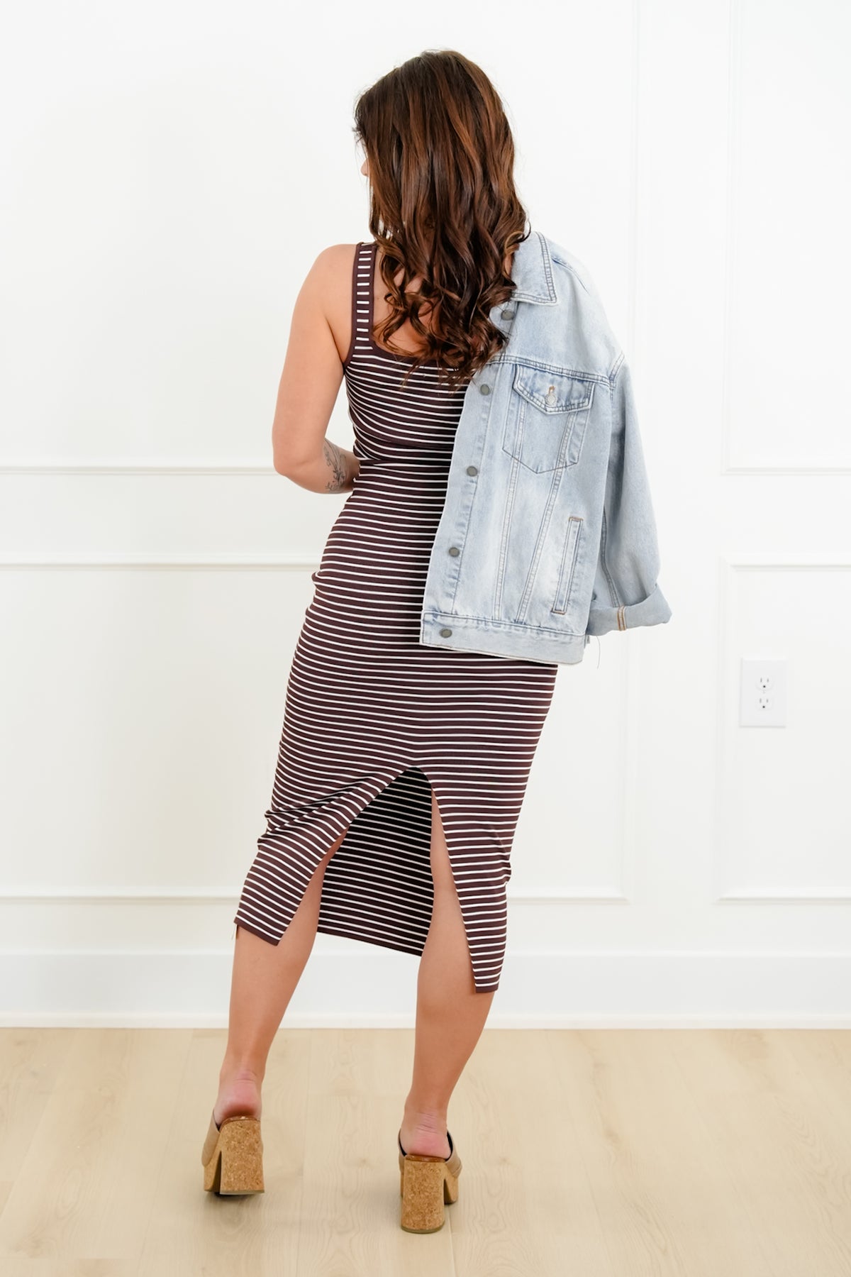 Striped Sleeveless Bodycon Midi Dress - Freckled Poppy