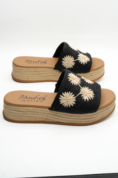 Blowfish Braided Raffia Floral Espadrille Wedge Sandal - Freckled Poppy