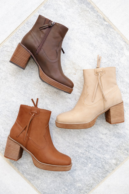Yellow Box Western Inspired Vegan Leather Ankle Boot - Freckled Poppy