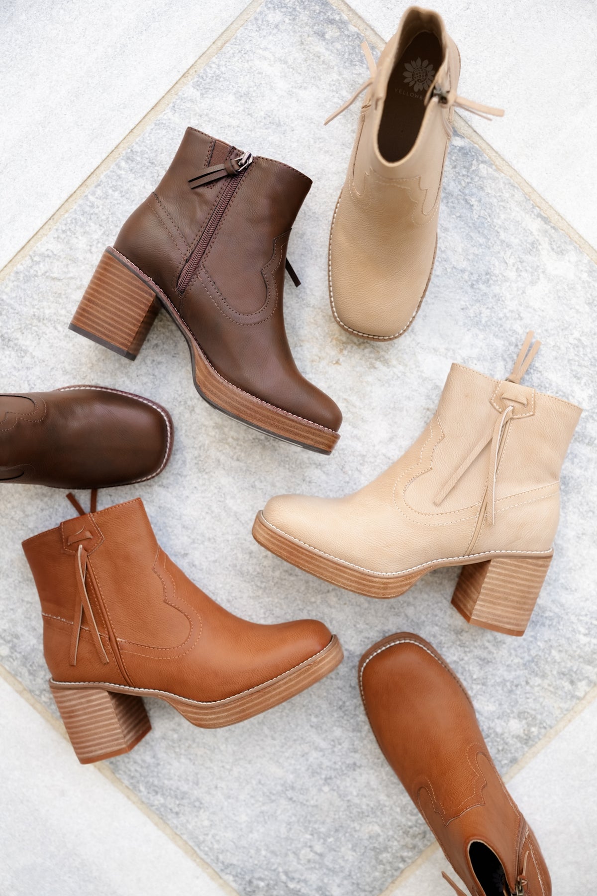 Yellow Box Western Inspired Vegan Leather Ankle Boot - Freckled Poppy