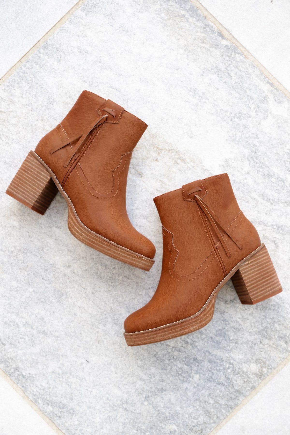 Yellow Box Western Inspired Vegan Leather Ankle Boot - Freckled Poppy