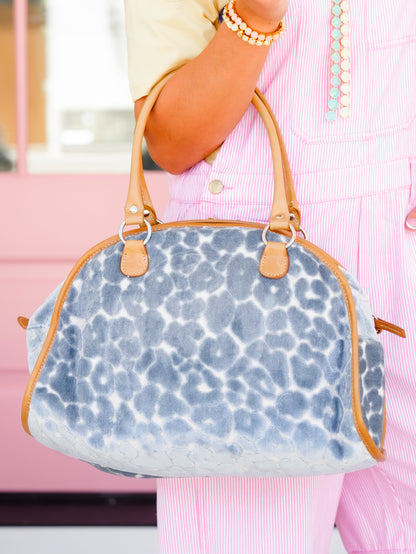 Baby Blue Chenille Cheetah Bag - Freckled Poppy