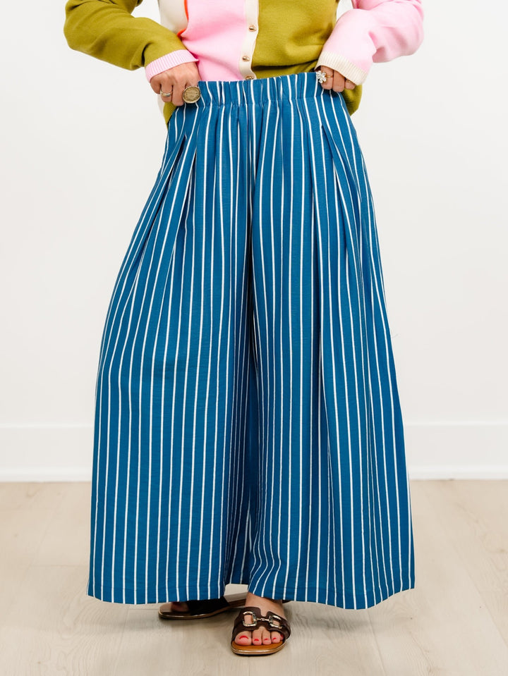 Plus/Reg stripe Elastic Waist Wide Leg Palazzo Pants - Freckled Poppy