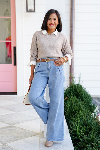 Risen The Windsor Relaxed Waist Wide Leg Jeans - Freckled Poppy