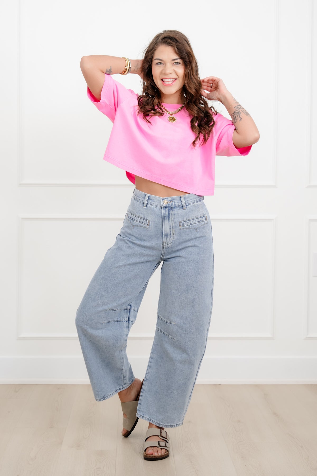 Restocks! Light Wash High Rise Barrel Jeans - Freckled Poppy