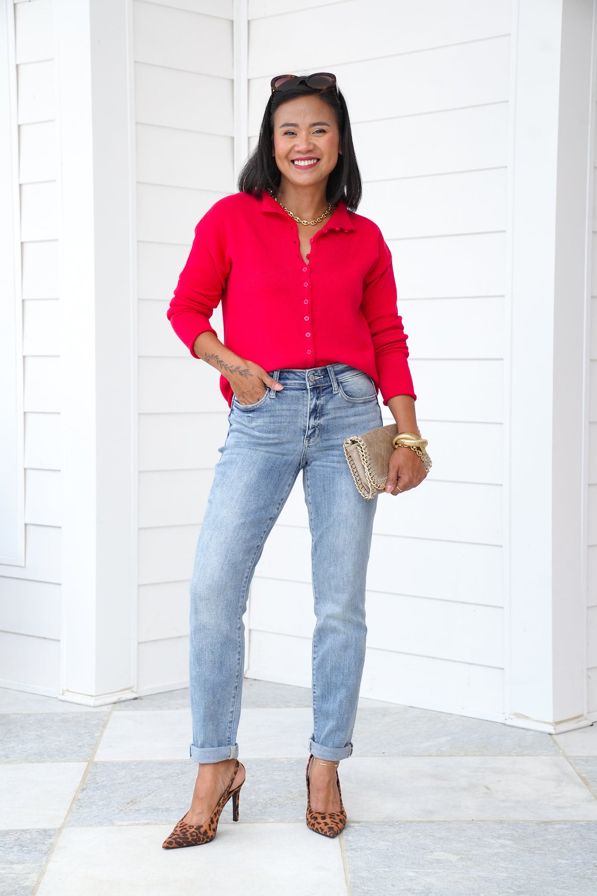 Judy Blue Work From Home Mid Rise Bleach Washed Boyfriends - Freckled Poppy