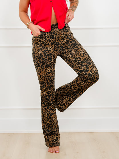 Judy Blue High Rise Leopard Bootcut Jeans - Freckled Poppy