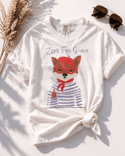 Plus/Reg Short Sleeve "Zero Fox Given" Graphic Tee - Freckled Poppy