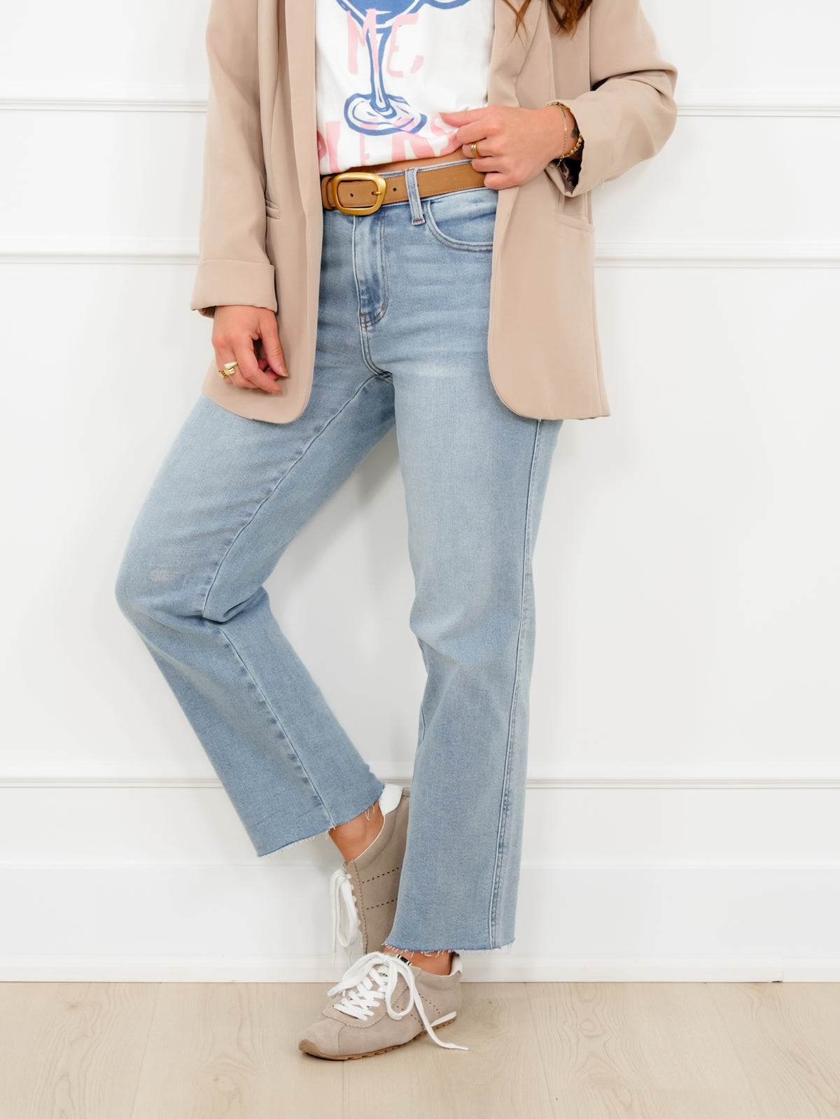 Judy Blue Mid Rise Medium Wash Straight Leg Ankle Jeans with Bandana Loop - Freckled Poppy