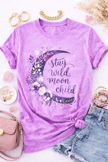 Plus/Reg Short Sleeve "Stay Wild Moon Child" Graphic Tee - Freckled Poppy