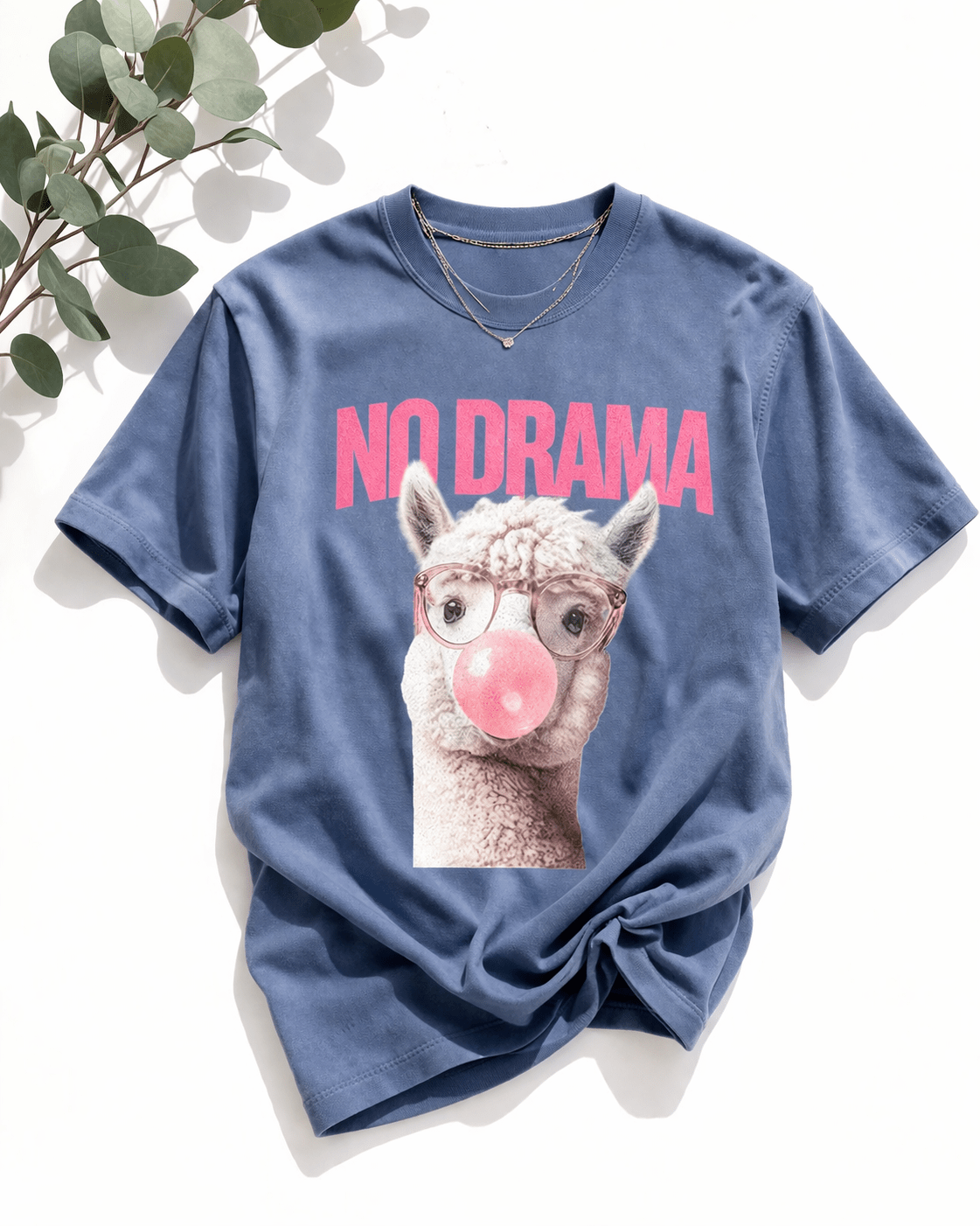 Plus/Reg Short Sleeve "No Drama" Llama Graphic Tee - Freckled Poppy