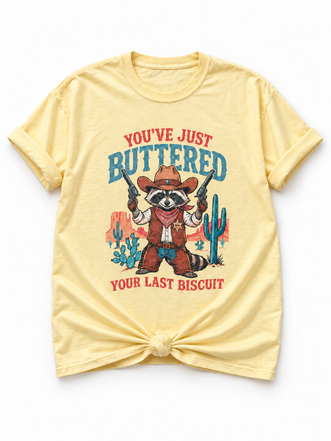 Plus/Reg Short Sleeve "You've Just Buttered Your Last Biscuit" Graphic Tee - Freckled Poppy