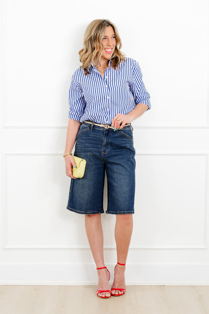 Judy Blue Dark Wash Jort - Freckled Poppy