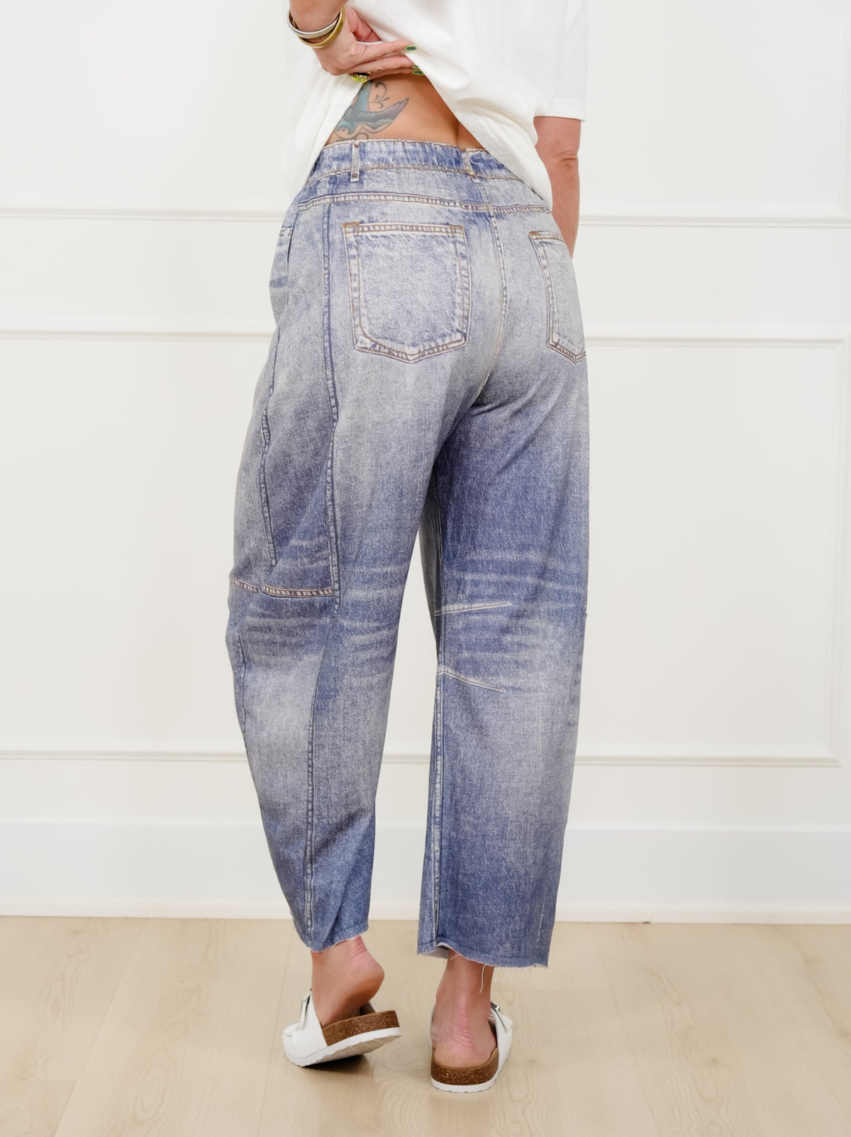 Restock! Plus/Reg Acid Print Elastic Waist Barrel Pants - Freckled Poppy