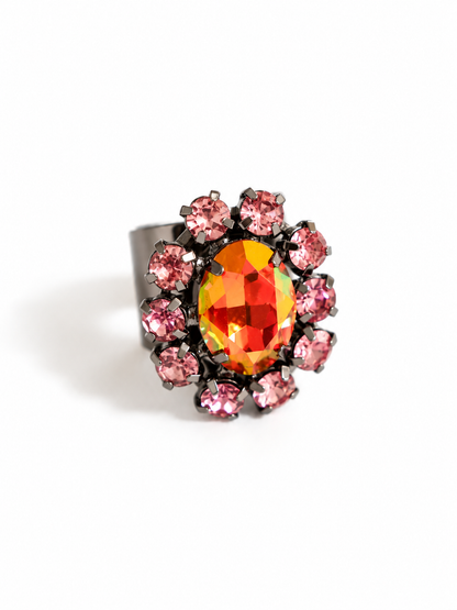 SIENNA Tova Rose Oval Ring In Pale Pink and Orange