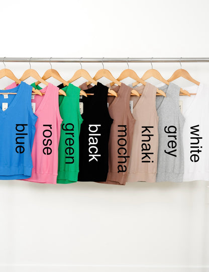 Door Buster! Ribbed V-Neck Tank Top - Freckled Poppy