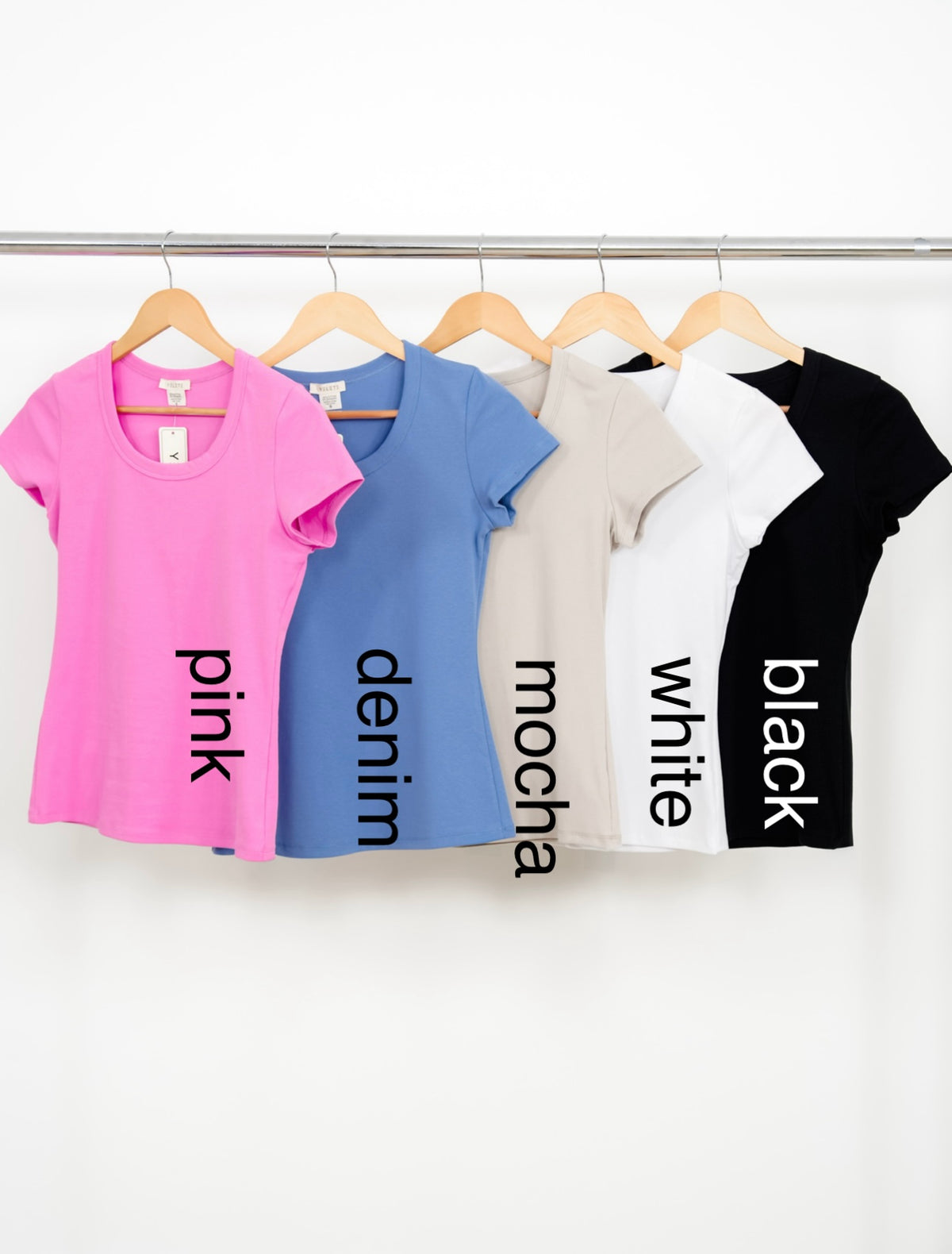 Restock! Door Buster! Plus/Reg Solid Basic Short Sleeve Round Neck Top - Freckled Poppy