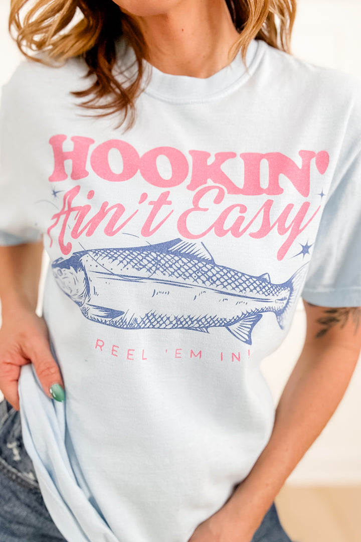 Plus/Reg Short Sleeve "Hookin Ain't Easy" Graphic Tee - Freckled Poppy