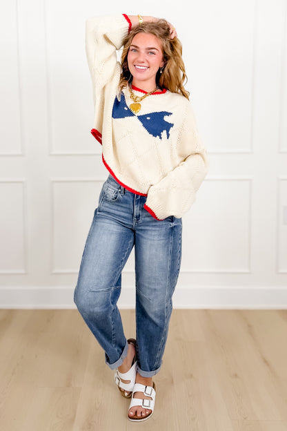 Long Sleeve Kissing Fish Knit Sweater - Freckled Poppy