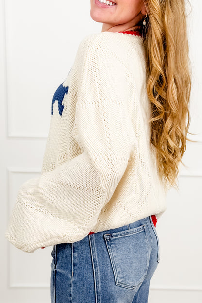 Long Sleeve Kissing Fish Knit Sweater - Freckled Poppy