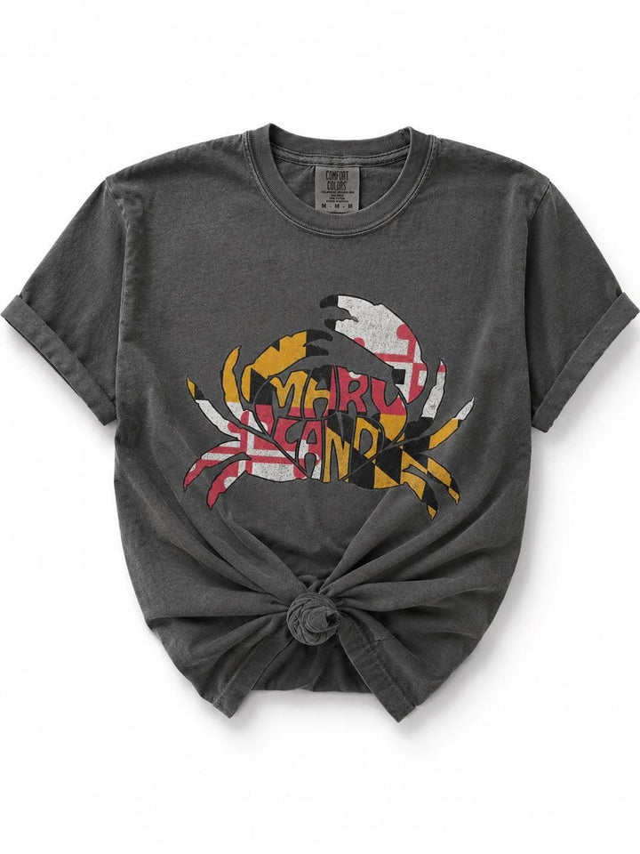 Plus/Reg Short Sleeve "Maryland Crab" Graphic Tee - Freckled Poppy