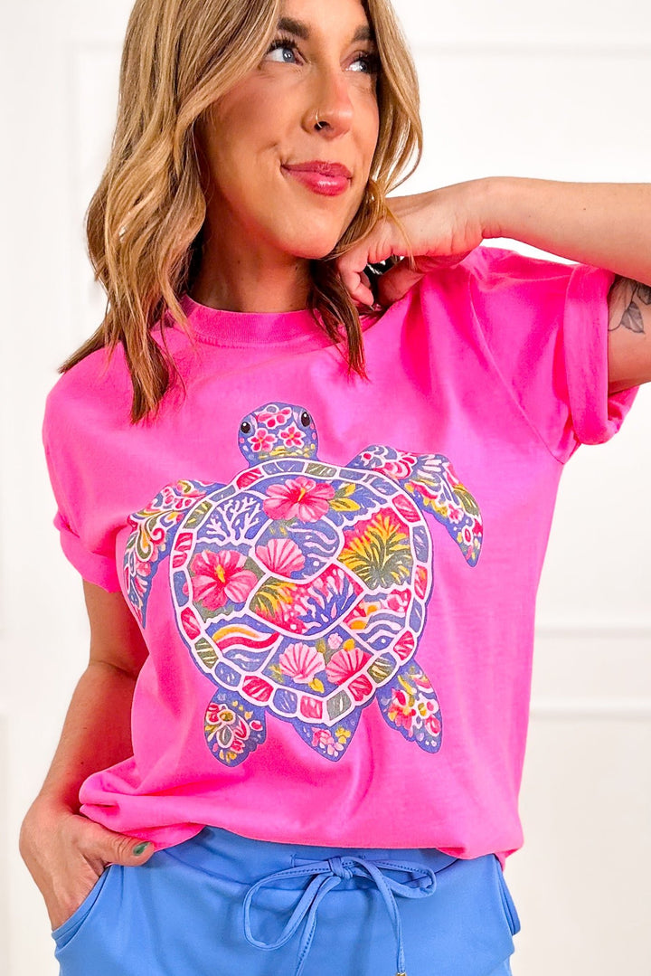 Plus/Reg Short Sleeve "Sea Turtle" Graphic Tee - Freckled Poppy