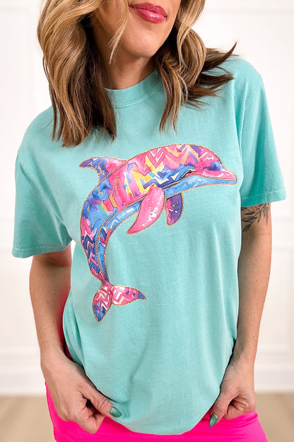 Plus/Reg Short Sleeve "Dolphin" Graphic Tee - Freckled Poppy