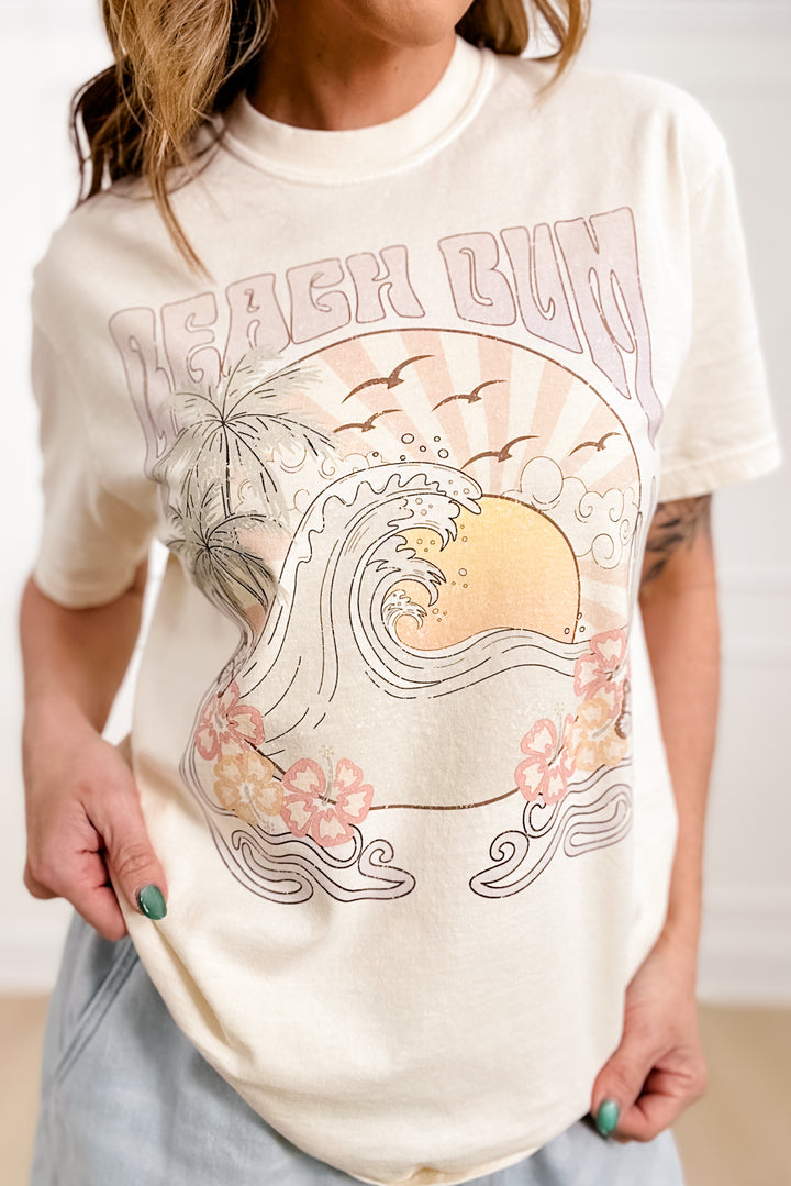 Plus/Reg Short Sleeve "Beach Bum Sunset" Graphic Tee - Freckled Poppy