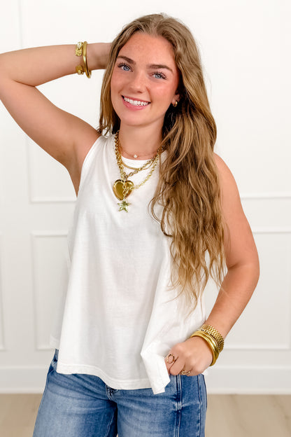 Washed Sleeveless Round Neck Tank Top - Freckled Poppy