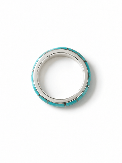 BOHO SOL Silver Turquoise Inlaid Stacker Ring - Freckled Poppy