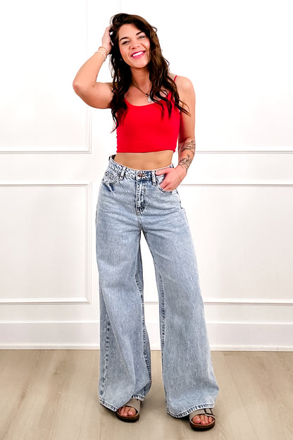 Door Buster! Zenana Double Layered Spaghetti Bra Cami - Freckled Poppy