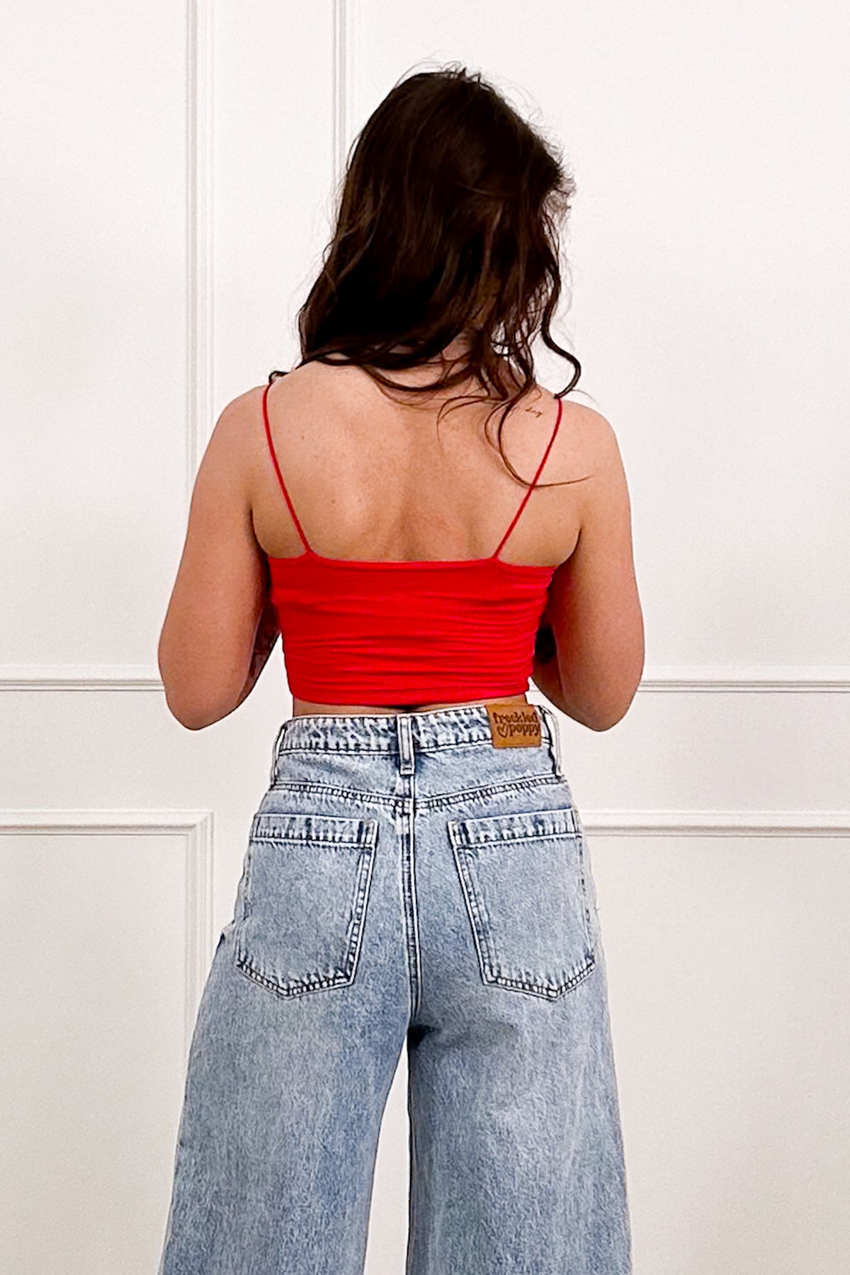 Door Buster! Zenana Double Layered Spaghetti Bra Cami - Freckled Poppy