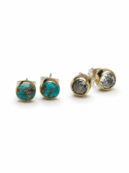 BOHO SOL Brass Dainty Stud - Freckled Poppy
