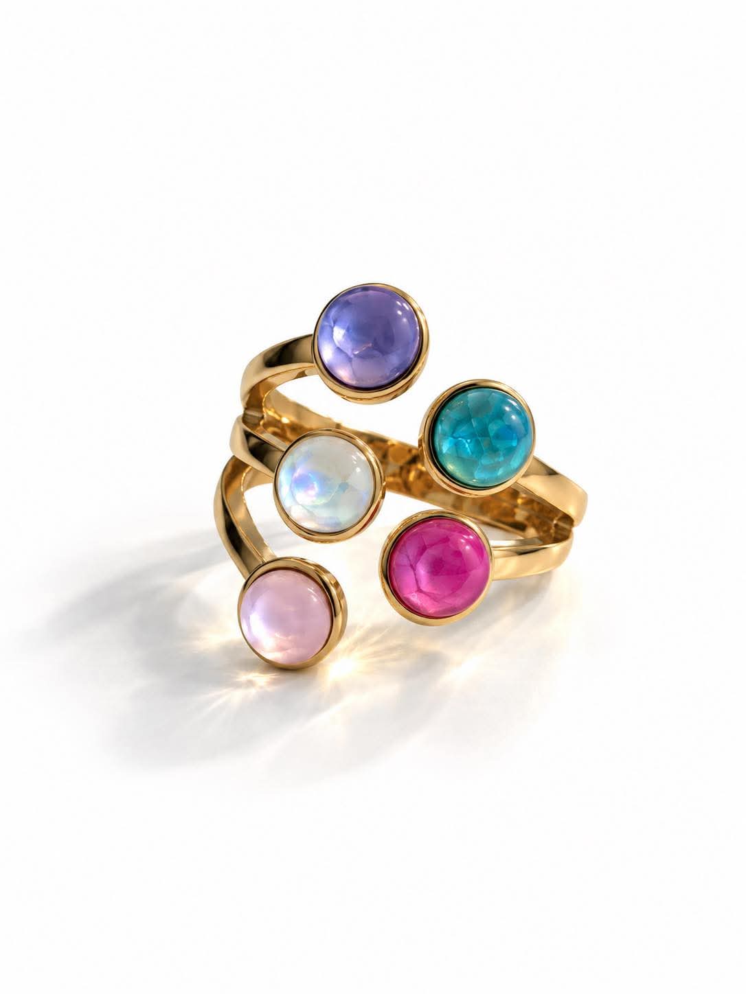 Colorful Gemstone Gold Statement Ring