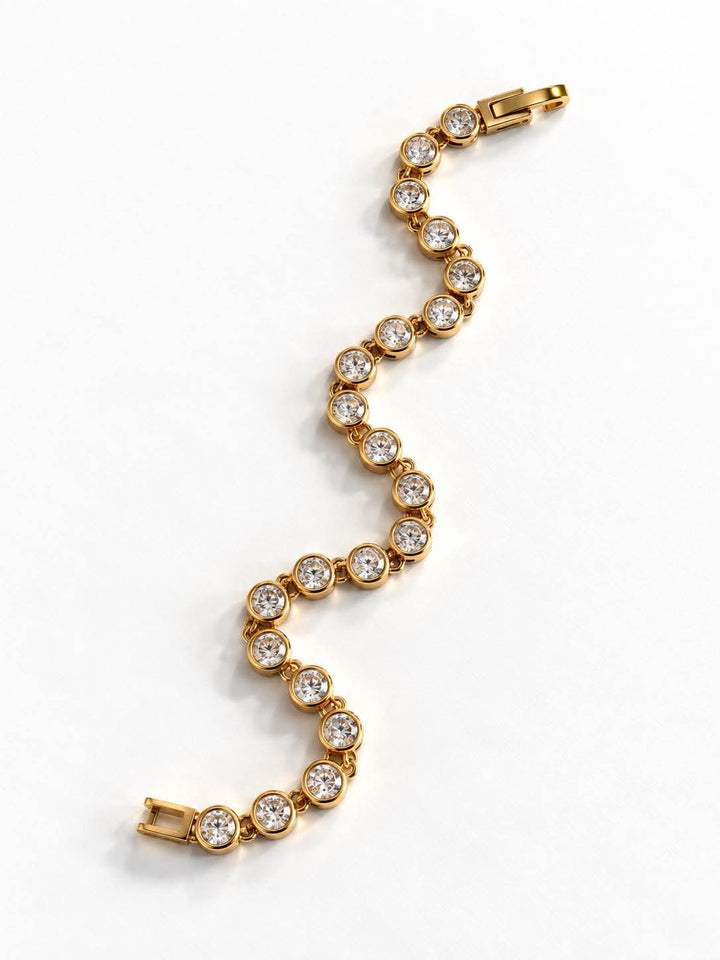 Gold Crystal Tennis Bracelet - Freckled Poppy
