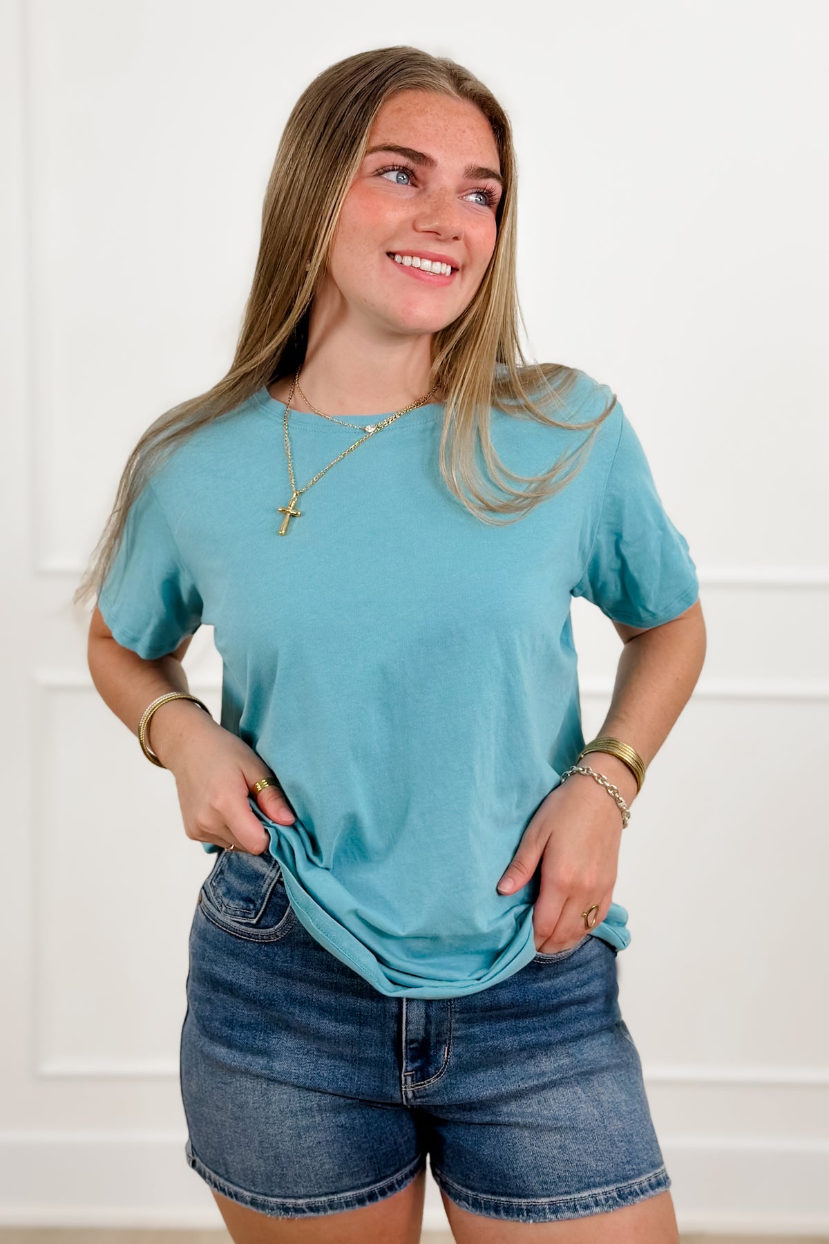 Door Buster! Plus/Reg Zenana Cotton Round Neck Tee - Freckled Poppy