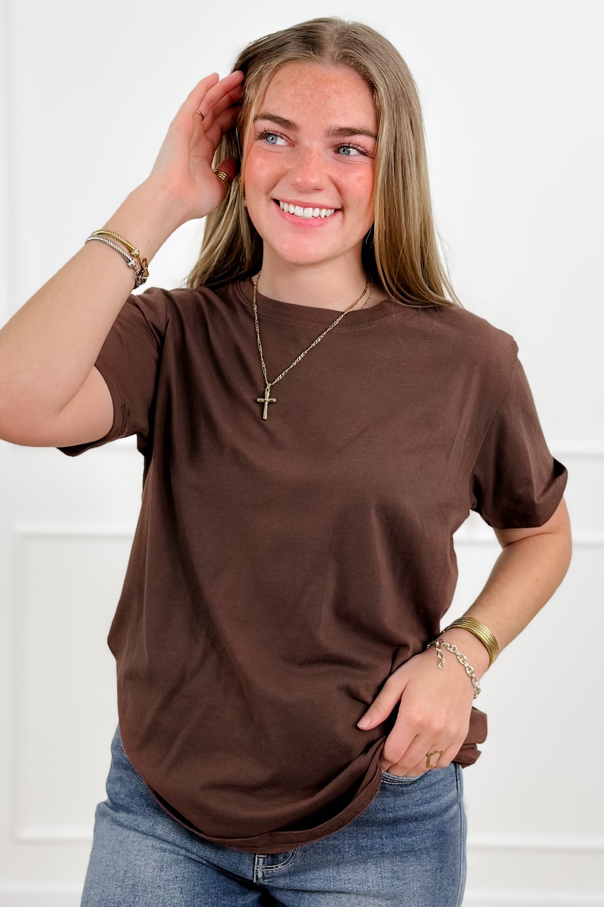 Door Buster! Plus/Reg Zenana Cotton Round Neck Tee - Freckled Poppy