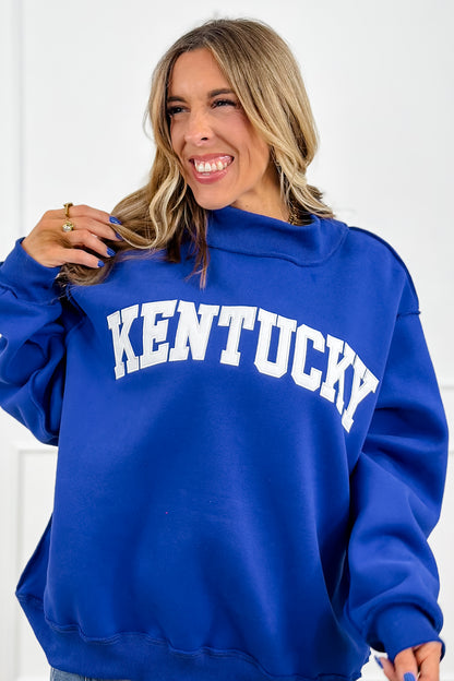 Blue Long Sleeve Mock Neck Kentucky Graphic Sweatshirt - Freckled Poppy