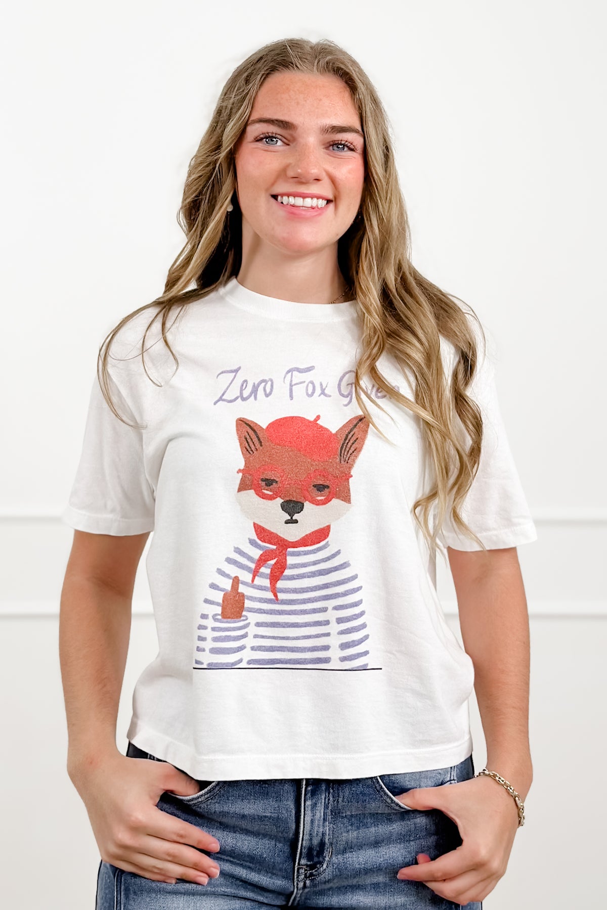 Plus/Reg Short Sleeve "Zero Fox Given" Graphic Tee - Freckled Poppy