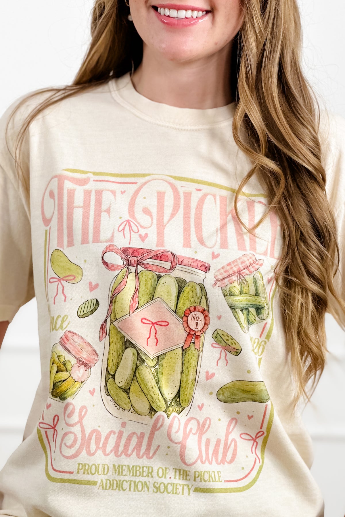 Plus/Reg Short Sleeve "The Pickle Social Club" Graphic Tee - Freckled Poppy