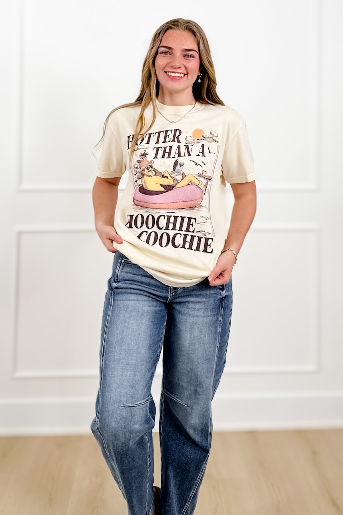 Plus/Reg Short Sleeve "Hotter Than.." Graphic Tee - Freckled Poppy
